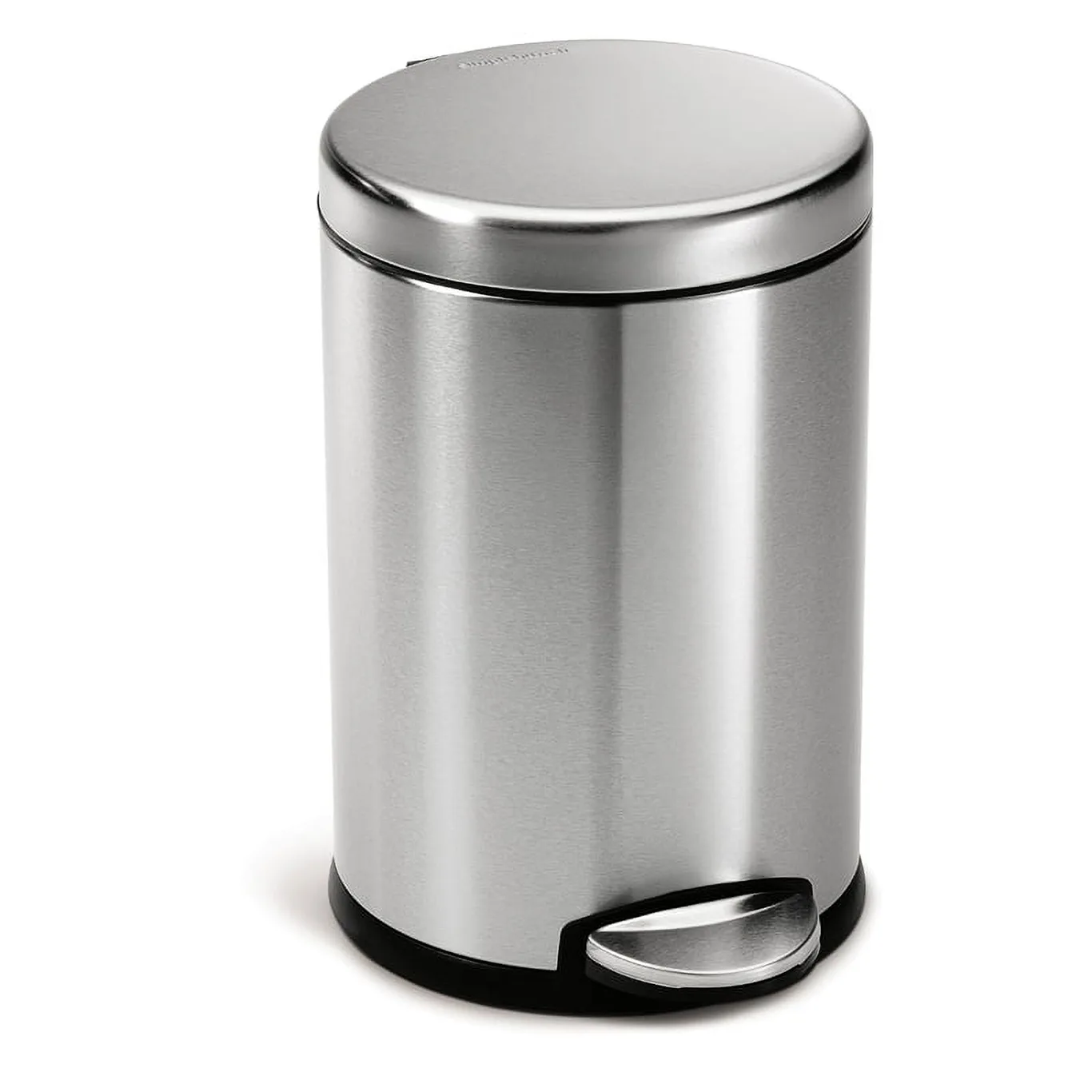 simplehuman 4.5 Liter / 1.2 Gallon Round Bathroom Step Trash Can | Polished Stainless Steel