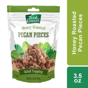 Fresh Gourmet Honey Roasted Pecan Pieces Salad Topping | 3.5 Ounce Bag