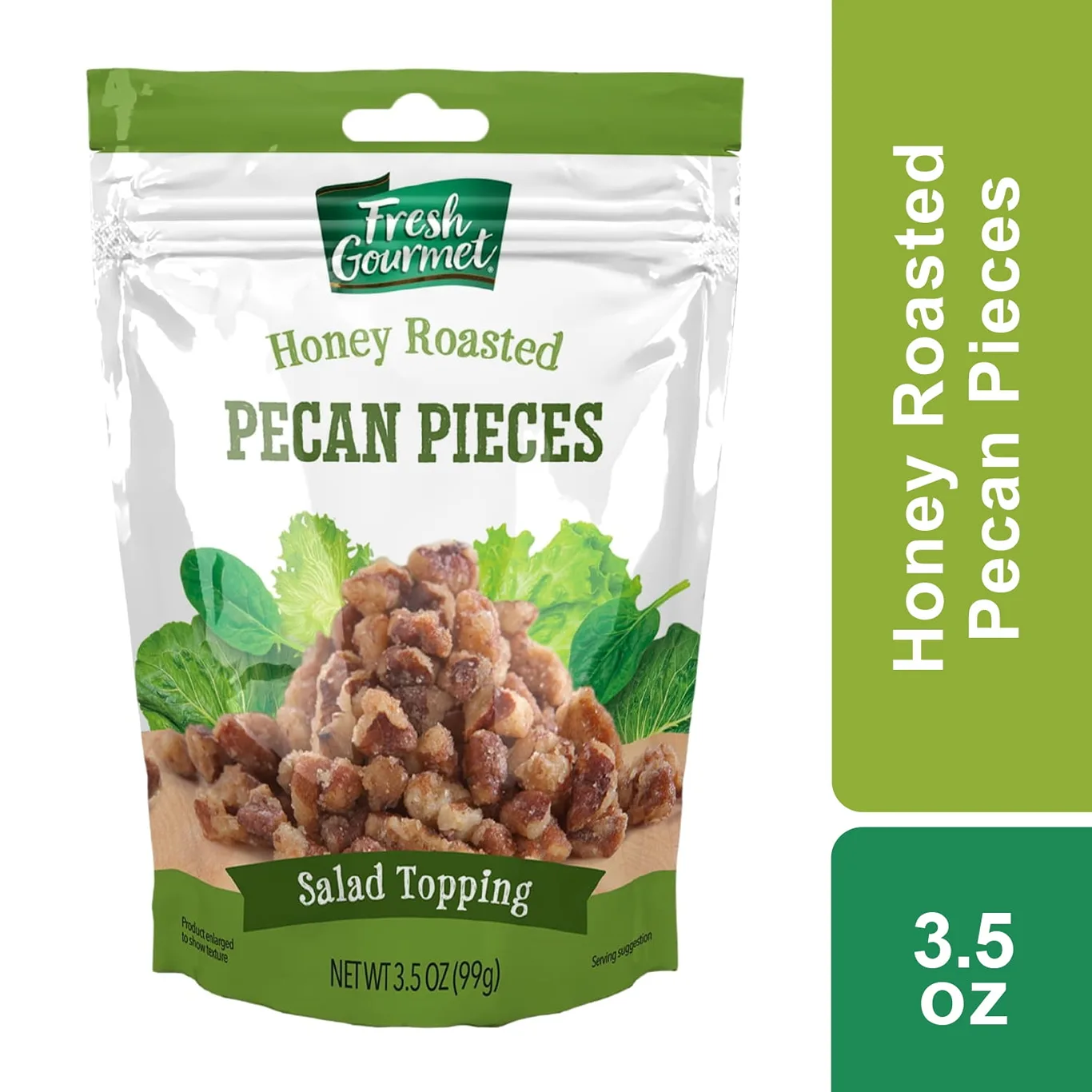 Fresh Gourmet Honey Roasted Pecan Pieces Salad Topping | 3.5 Ounce Bag