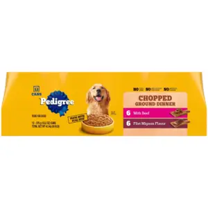 Pedigree Chopped Ground Dinner Chicken and Beef Variety Pack Wet Dog Food | 13.2 Ounce. Cans 12 Pack