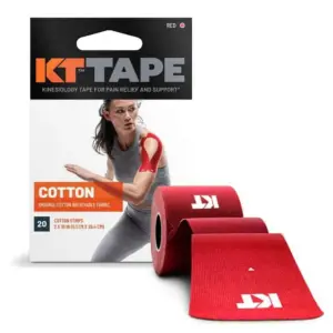 KT Tape | Original Cotton | Elastic Kinesiology Athletic Tape | 20 Count | 10 Precut Strips | Red