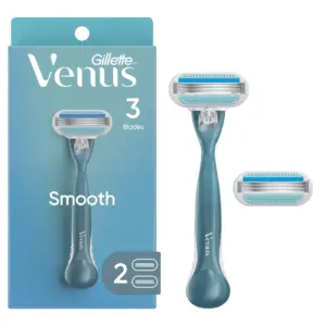 Venus Smooth Women's Razor Handle with 2 Blade Refills | Blue