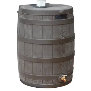 Good Ideas RW50 Rain Wizard 50gal Plastic Rain Barrel Water Collector | Oak