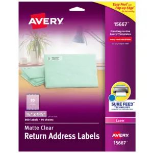 Avery Return Address Labels | 1/2 x 1-3/4 | 800 Clear Labels (15667)