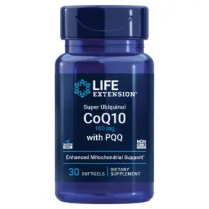 Life Extension Super Ubiquinol CoQ10 with PQQ | coenzyme Q10 | pyrroloquinoline quinone | heart health supplement | maximum absorption | 100 mg | non-GMO | gluten-free | 30 softgels