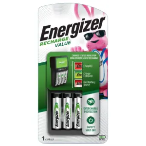 Energizer Recharge Value Charger for NiMH Rechargeable AA & AAA Batteries