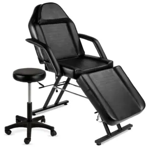 Best Choice Products 71in 3-Section Massage Bed | Spa and Salon Facial | Tattoo Chair w/ Hydraulic Stool | Black