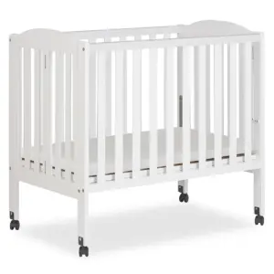 Dream On Me 2-Inch-1 Folding Portable Mini Crib Inch White | Mattress Pad Included | Easy to Fold & Store Baby Crib | Two Adjustable Mattress Height positions Convertible Crib