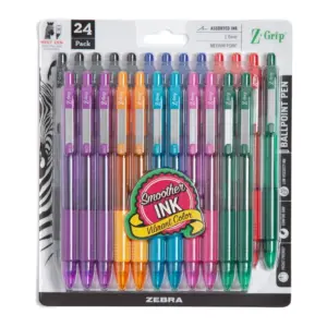 Z-Grip Retractable Ballpoint 1.0mm Assorted 24pk (Premium Edition)