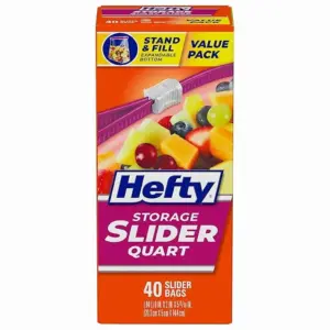 Hefty Slider Kitchen Storage Bags | Quart Size | 40 Count( Pack of 2 )