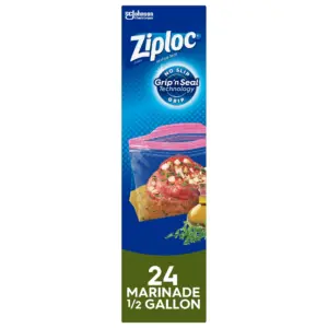 Ziploc Half Gallon Marinade Food Storage Bags for Meal Prep | Grip 'n Seal Technology for Easier Grip | Open | & Close | 24 Count