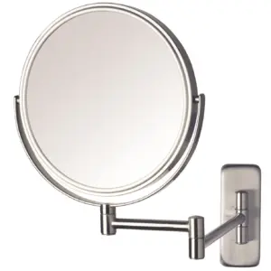Jerdon 8 inch Diameter Two-Sided Wall-Mounted Makeup Mirror with 5x- 1x Magnification | Nickel Finish | Model JP7506N