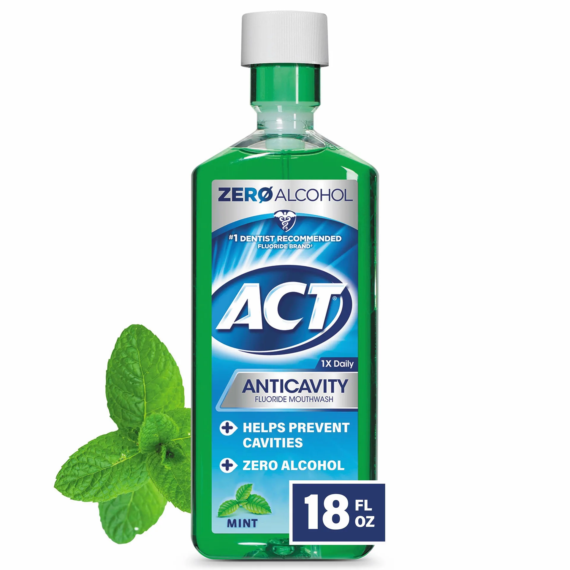 ACT Anticavity Fluoride Mouthwash | Triple Action | Mint | 18 fl. Ounce