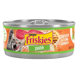 Purina Friskies Pate | Chicken and Tuna Dinner | Wet Cat Food | 5.5 Ounce Can | 1