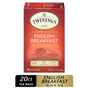 Twinings of London English Breakfast 100% Pure Black Tea Bags | 20 count | 1.41 Ounce