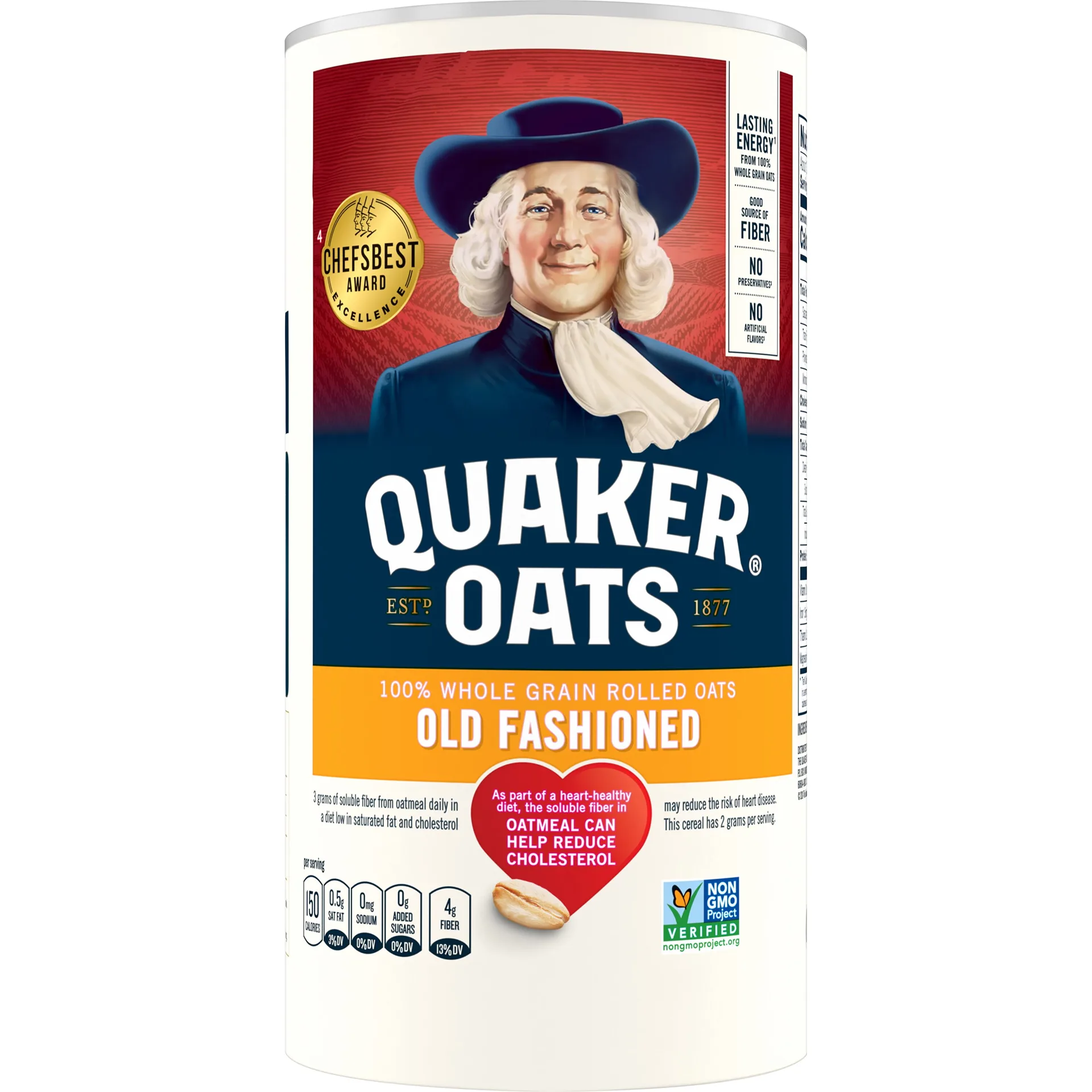 Quaker Oats Old Fashioned Oatmeal | 18 Ounce Canister | Single