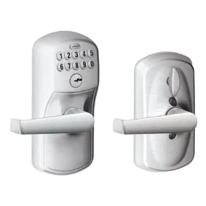 Schlage FE595 PLY 626 FLA Plymouth Keypad Entry with Flex-Lock & Flair Style Levers | Brushed Chrome