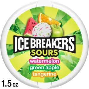 Ice Breakers Sours Assorted Fruit Flavored Sugar Free Mints | Puck 1.5 Ounce | Single