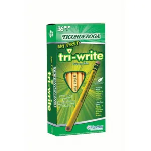 Ticonderoga Tri-Write Beginners' Pencils With Erasers | 2 Soft | Yellow Barrel | Pack Of 36