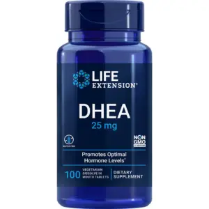 Life Extension DHEA 25 mg | Dehydroepiandrosterone | Healthy Hormone Balance | Gluten-Free | Non-GMO | Vegetarian | 100 Dissolve-Inch-Mouth Tablets