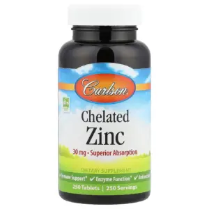 Carlson Chelated Zinc | 30 mg | 250 Tablets