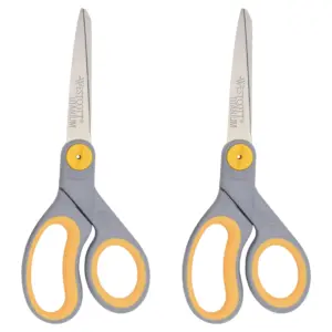 Westcott Titanium Bonded Adjustable Glide Scissors | 8 | Grey and Yellow | for Office | 2-Pack