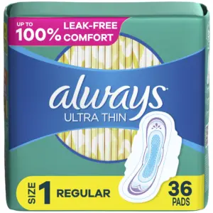 Always Ultra Thin Daytime Pads with Wings | Size 1 | Regular | Unscented | 36 Count
