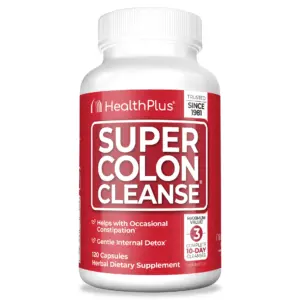 Health Plus Super Colon Cleanse 30 Day Supply of Gentle Gut Cleanse Detox | Psyllium Husk | Probiotics for Constipation Relief and Digestive Support | 120 Capsules | 1