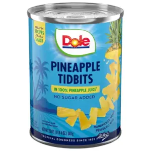 Dole Pineapple Tidbits Inch 100% Fruit Juice | 20 Ounce Can | Single