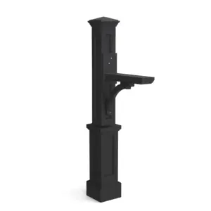 Mayne Newport Plus Single Mailbox Arm Mount Black Plastic Mailbox Post