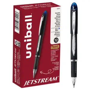 Uniball Jetstream Stick Ballpoint Pens | Medium Point (1.0mm) | Blue Ink | 12 Count