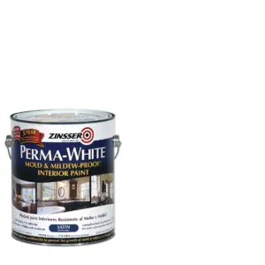 White | Zinsser Perma-White Satin Interior Mold and Mildew Proof Paint- Gallon | 2 Pack