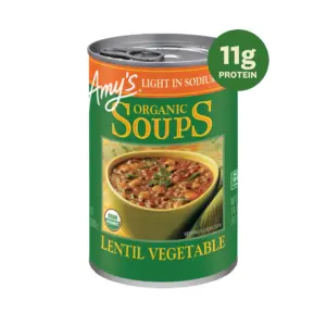 Amys Soup | Organic Light Inch Sodium Lentil Vegetable Soup | Made With Organic Vegetables | Canned Soup | 14.5 Ounce | Single
