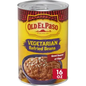Old El Paso Vegetarian Refried Beans | Meal Prep | Good Source of Fiber | 16 Ounce | Single