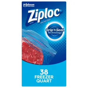 Ziploc Brand Freezer Quart Bags | with Grip 'n Seal Technology | 38 Count