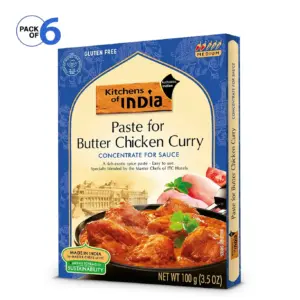 (Pack of 6) Kitchens of India | Paste of Butter Chicken Curry | Authentic Indian Dish No Preservatives Added 3.5 Ounce