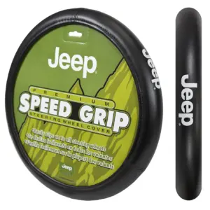 Plasticolor Jeep Black 15 Universal Fit Automotive Steering Wheel Cover | Vinyl