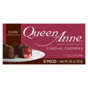 Queen Anne Dark Chocolate Cordial Cherries | 6.6 Ounce Box | 10 Pieces | Single