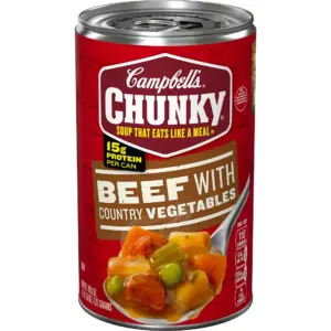 Campbells Chunky Soup | Ready to Serve Beef Soup with Country Vegetables | 18.8 Ounce Can | Single