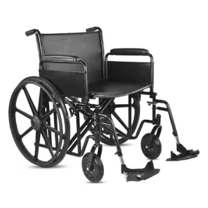 Medwarm Extra Wide Bariatric Wheelchair | Heavy-Duty Folding Wheelchair for Adults with 24 Seat Width (Supports up to 500 lbs) | Removable Full Arms & Elevated Leg Rests | Black