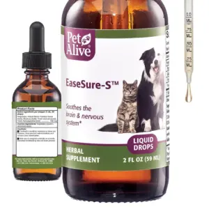 PetAlive EaseSure-S | Dog & Cat Calming Drops | Herbal Pet Supplement to Relax & Reduce Involuntary Muscle Movements | Twitching | Care for Cats & Dogs | 59 Milliliters