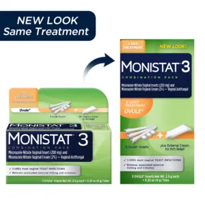 Monistat 3 Day Yeast Infection Treatment | 3 Miconazole Ovule Inserts and External Anti-Itch Cream | 1