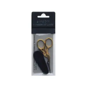 Fiskars 1005280 3.5 Inch. Gingher Gold Handled Stork Embroidery Scissors with Leather Sheath