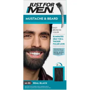 JUST FOR MEN Color Gel Mustache and Beard M-55 Real Black 1 Each (Pack of 3)