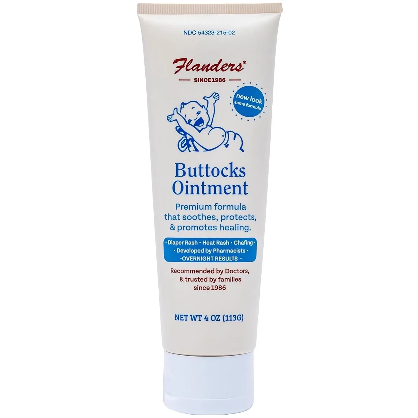 Flanders Buttocks Ointment | Pharmacist Developed Premium Paraben-Free | Soothing Diaper Rash Ointment | 4 Ounce | 4 Ounce (Pack of 1)