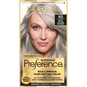 L'Oreal Paris Superior Preference Luminous Fade-Defying Permanent Hair Color | 8A Ash Blonde | 1 Kit