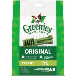 Greenies Original Teenie Natural Dental Care Dog Treats | 12 Ounce Pack (43 Treats)