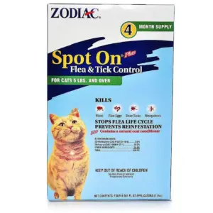 Zodiac Spot on Plus Flea and Tick Control for Cats and Kittens | Cats over 5 lbs (4 Pack)