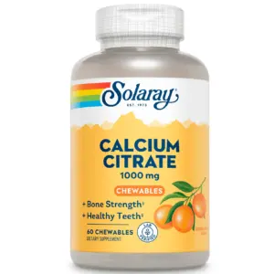 Solaray Calcium Citrate 1000mg | Natural Orange Flavor | Teeth and Bone Health | Nervous | Muscular and Cardiovascular System Support | Vegan | 60 Chewables