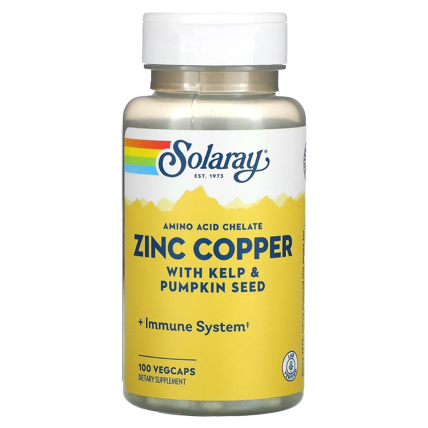 Solaray Zinc Copper Amino Acid Chelates | Healthy Cellular | Heart and Thyroid Function Support | Vegan | 100ct | 100 serv